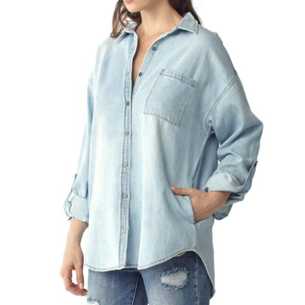 Light Blue Denim Button-Down Shirt